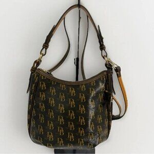 Dooney & Bourke Black and Brown Logo Shoulder Bag